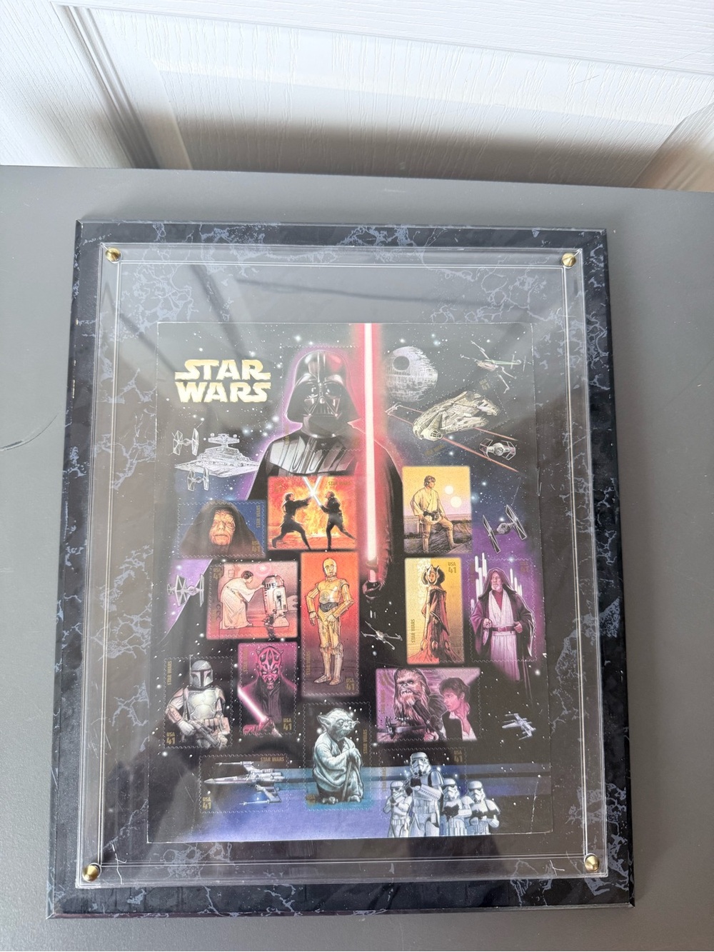 2007 Stamps 30th Anniversary Set USPS Star Wars 41 ct Postage Stamp Sheet Framed